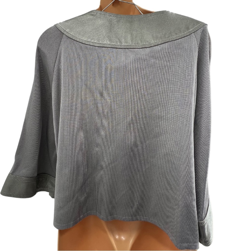Nygard leather trim nylon silver gray large button pewter jacket 2X plus knight - Picture 2 of 10